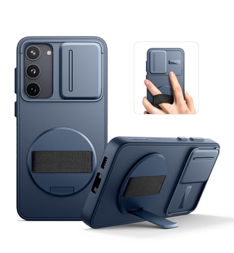 Coque Samsung S23 Plus antichoc avec béquille 360 et cache caméra coulissant bleu