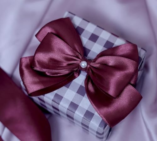 Image of Bells&Whistles Wine Satin Ribbon | Length : 10 Yards, Width : 2 inch |
