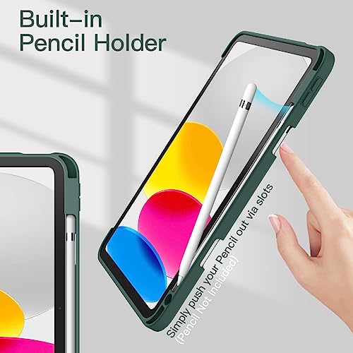Image of JETech Cover Case for iPad (A16) 11th /10th Generation (2025 /2022) with Pencil Holder, Clear Transparent Back Shell Slim Stand Shockproof Tablet Cover, Auto Wake /Sleep (Misty Blue)