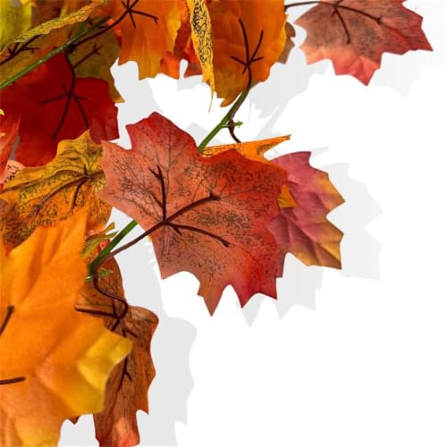 Fall Leaves Garland, 2PCS 78" Lightweight Tear Resistant Fade Resistant Flexible Autumn Maple Leaf Vine,Weather Resistant Versatile Thanksgiving Decor for Home Porch Mantle Fireplace Christmas (Red) - image 6