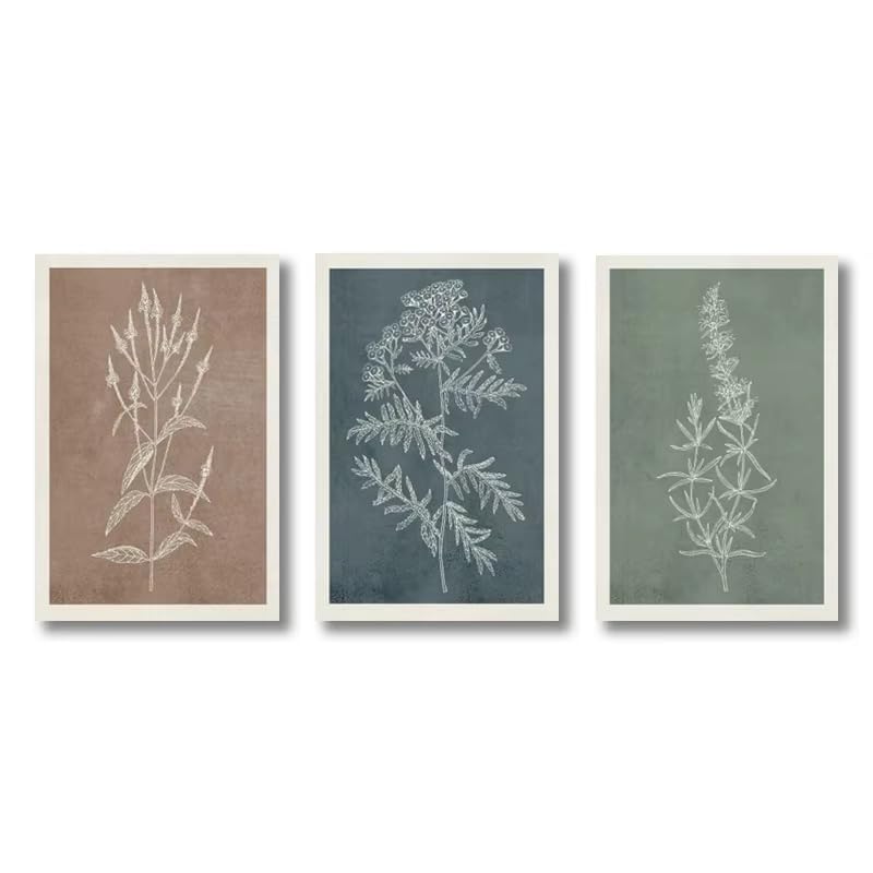 Peinture minimaliste de fleurs sauvages sur toile robuste en lot de 3