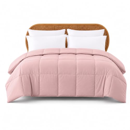 Image of Modern Threads Comforter Duvet Insert, Reversible Quilted Down Alternative Comforter with Corner Tabs, All Season Bedding, Twin, Blush