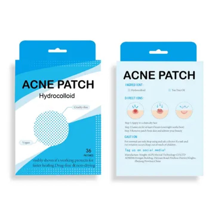 Hydrocolloid Acne Pimple Patchs – Fast-Acting Zit and Blemish Cover for Face & Skin | Infused with Tea Tree Oil | Vegan & Cruelty-Free | Non-Drying Acne Treatment (36 Count)