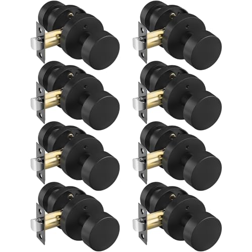 Image of Goldenwarm Black Door Knobs Interior Privacy, Zinc Alloy Keyless Matte Black Door Knobs for Bedroom Bathroom, Heavy Duty Interior Door Knob - Adjustable & Reversible (8 Pack)