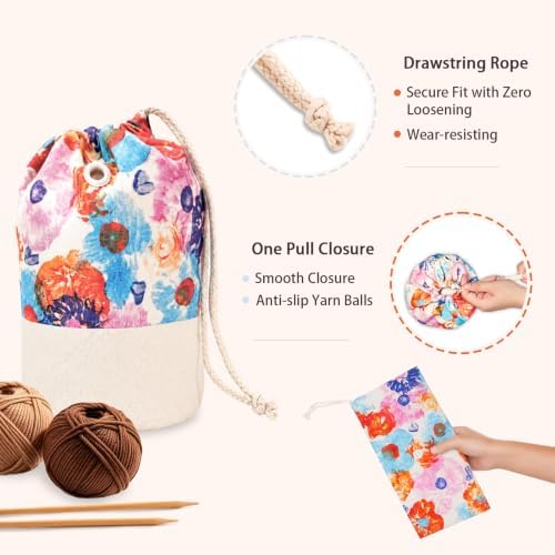YAWIKO Yarn Bag, Crochet Bag Organizer, Knitting Bag, Knitting Project Bag - 3