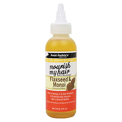 Aunt Jackie's Natural Growth Oil Blends Nourish My Hair - Flaxseed and Monoi, Improve Hair's Overall Health, Rich in Omega-3 and Anti-Oxidants, 4 oz