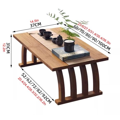 Table basse japonaise en bambou naturel, finition tatami