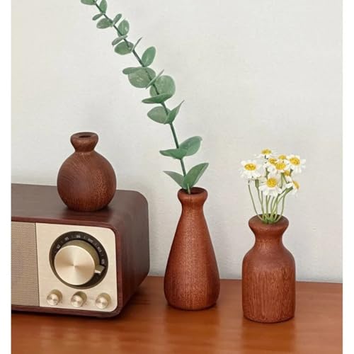 Vase en bois massif petit modèle 8cm pour décoration de table et salon