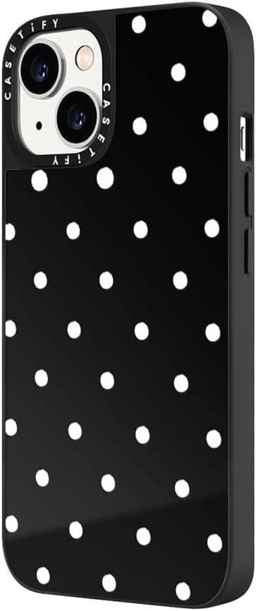 CASETiFY Mirror iPhone 14 Plus Case [Reflective / 4.9ft Drop Protection/Compatible with Magsafe] - Classic Dottie - Black On Black