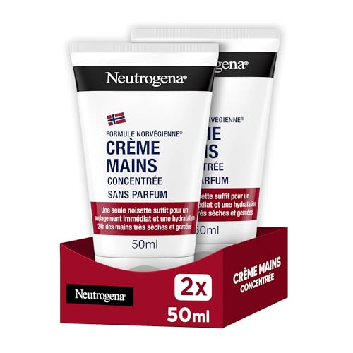 Neutrogena – Crème Mains Concentrée Sans Parfum Formule Norvégienne (lot de 2 tubes de 50 ml) – Crème apaisante pour un soulagement immédiat –...