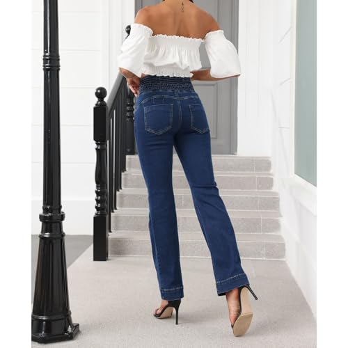 ECHOINE High Waisted Bell Bottom Jeans for Women Stretchy Flared Bootcut Denim Pants with Pockets4