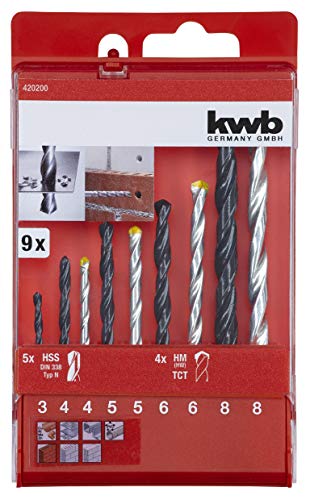 kwb Combination Tube Set - Drill Set, 9-Piece for Metal and Stone, Multi-coloured, 3- 8 mm Metall und Stein - Image 2