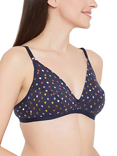 Image of Clovia Women's Cotton Non-Padded Non-Wired Demi Cup Circle Print Plunge Bra