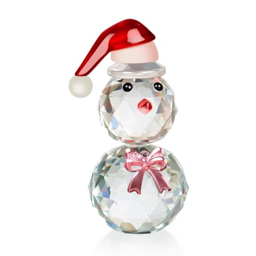 vskikris Christmas Snowman Figurine - Sparkling Crystal Snowman Figurine Decorations