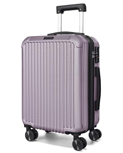 LIGHT FLIGHT Carry On Luggage 22x14x9 Airline Approved, Durable Hard Shell Carry On Suitcases with Wheels, Expandable Hardside Lightweight Travel Luggage with TSA Lock 20 Inch Carry on, Rose Purple