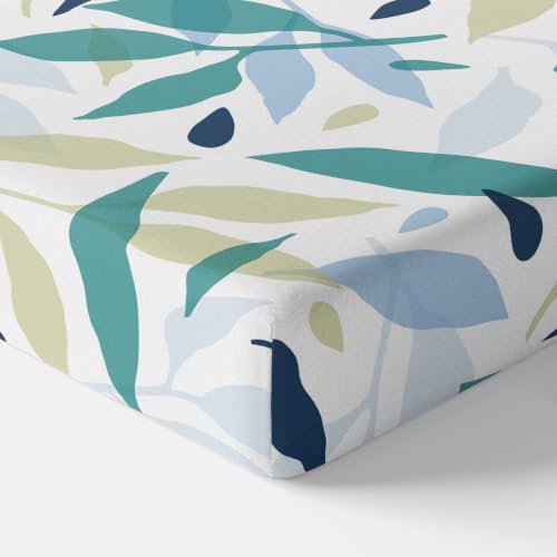 Image of LORETO - A QUALITY LINEN BRAND 210 TC 100% Pure Cotton King Size Fitted Bedsheet with 2 Pillow Covers for 78 x 72 Inch Mattress, All-Around Elastic, 8 Inch Deep Pocket, Green Leaf Whisper