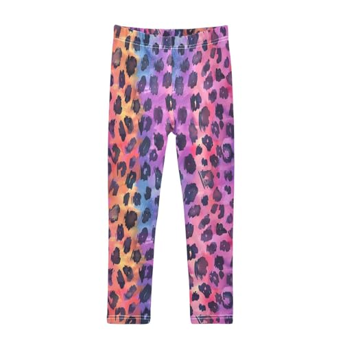 Gradient Leopard Print Girls Leggings Ultra Soft Compression Yoga Gym Pants for Kids 4-10T