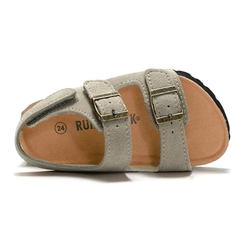 Kids Toddler Suede Sandals Cork Footbed Arch Support Slipper Boys Girls Summer Sandal with Adjustable Buckle and Back Strap Non Slip Open Toe Kid Slippers4
