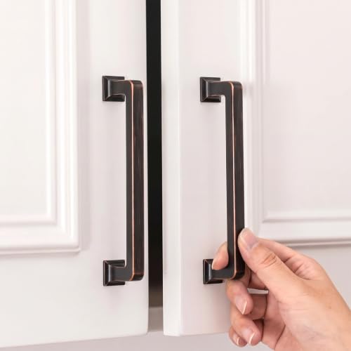 homdiy 5 Pack 5 Inch Oil Rubbed Bronze Cabinet Pulls, Solid Zinc Alloy