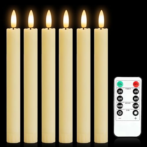 MeYuxg Velas LED Efecto Llama, 6 Piezas Velas Electricas Sin Fuego, Velas a Pilas con Función de Temporizador, para Decoración Navideña, Bodas y Fiestas