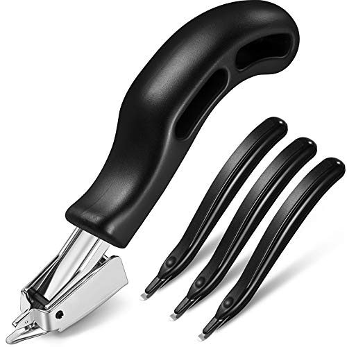 Heavy Duty Staple Remover Set 3 Pieces Magnetic Staple Puller 1 Piece Heavy Duty Staple Remover, Staple Puller Removing Staples for Furniture Floor Wood, School Office Home, Black