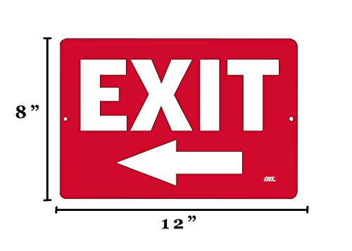 Image of Rogue River Tactical Warning Exit Left Arrow Metal Tin Sign Business Retail Store Home Large Restaurant Bar Office Hotel