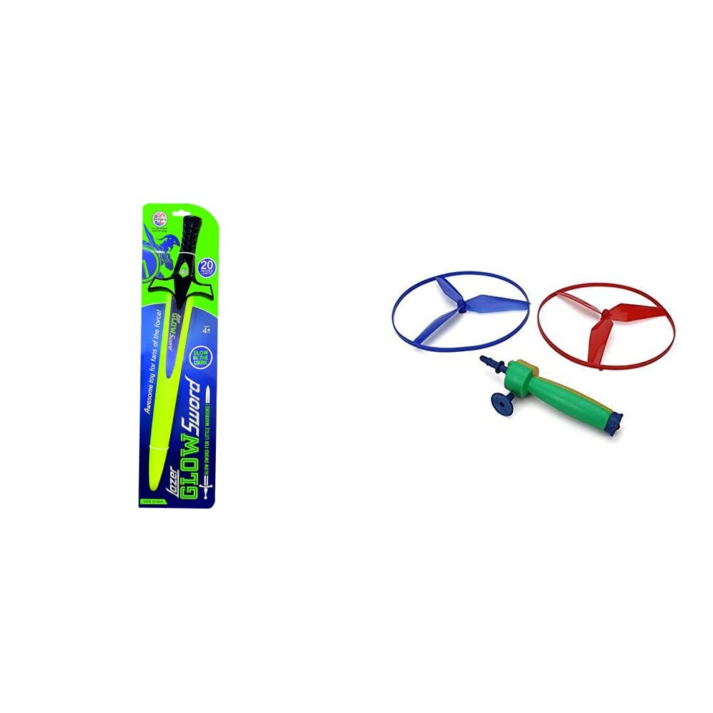 RATNA'S Kid Lazer Glow Sword Glow in The Dark, Green & Ratna'S Exciting Flying Rotor Wheel