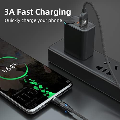 Trescopes Magnetic Fast Charging Cable, [4 Pack], 540° Rotating Heads. Data Transfer. Micro USB, Type C, compatible with all Smartphones. USB C Charger