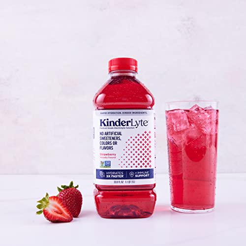 Kinderlyte Natural Electrolyte Solution | Doctor-Formulated For Rapid Rehydration | No Artificial Sweeteners, Colors Or Flavors (Strawberry, 6-Pack) #TOP3