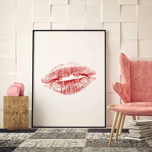 Toile mode rose lèvres grand format 70x100 pour habiller un mur vide