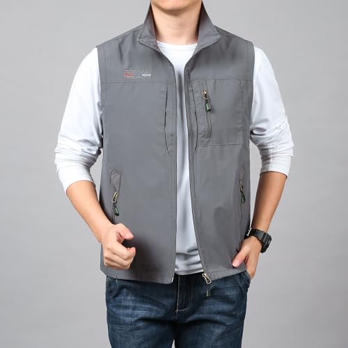 Image of Lightweight Outdoor Vest Jacket for Men, Windbreaker for Golf, Safari, Travel, Fishing, Hiking
