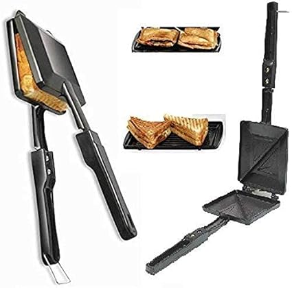 Chhogali Toast Sandwich Maker, Gas Toaster Griller,Sandwich Maker Machine, Masala Sandwich Maker, Vegetable Toast Maker, Aloo Toast, Non Stick - 1 Piece, Black.