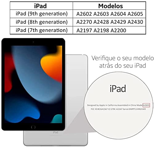 Capa Capinha Executiva Giratória Preta iPad 9 2021 + Película de Vidro + Caneta Touch - (C7ARMOR)