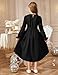 Arshiner Girl Long Sleeve Dress Fall Fashion Chiffon High Low Flowy Swing Formal Party Dresses with Belt Black 7-8 Years