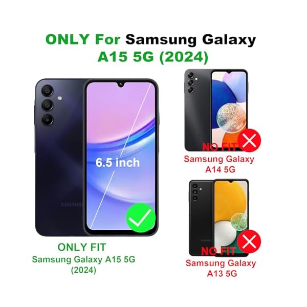 for Samsung Galaxy A15 5G Case, Galaxy A15 5G Cellphone Case with HD Display screen Protector[2 Pack], [Military Grade] 16ft. Drop Examined Shockproof Protecting Cowl with Magnetic Kickstand, Pink - Image 3