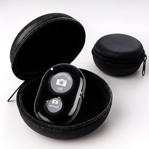 Image of skysia Bluetooth Remote for Mobile Wireless Camera Shutter Button & Pouch | Photo Clicker Remote for Selfie Stick, Tripod & Vlogging | Compatible with iPhone & Android Smartphones (with Case 1 Unit)
