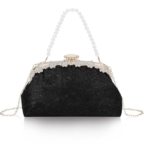 Sac de fête pour femme romantique en dentelle fine et détails strassés