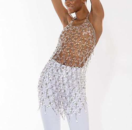 Fashion Crystal Body Chain Dress Layered Waist Belly Chain Skirt Festival Jewelry For Women Masquerade (164-Clear) #TOP2