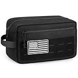 ETRONIK Travel Toiletry Bag for Men, Tactical Hygiene Bag EDC Military Tool Molle Pouches, Water-resistan Hanging Shaving Dopp Kit Shower Bag for Travel Accessories, Bathroom Makeup Bag Women, Black