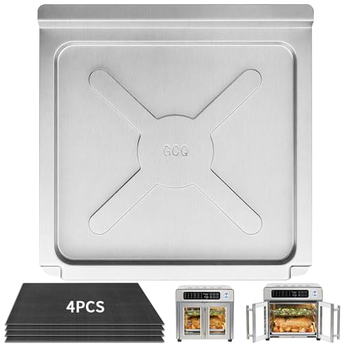 Image of Air Fryer Replacement Parts for Emeril Lagasse 26 QT Extra Large Air Fryer, 13''x12.5'' Stainless Steel Air Fryer Crumb Tray Replacement Parts Rack with 4 PCS Oven Liner
