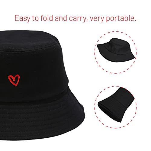 Image of Cotton Bucket Hat for Women Men Summer Travel Sun Beach Bucket Cap, Unisex Outdoor Fisherman Hat