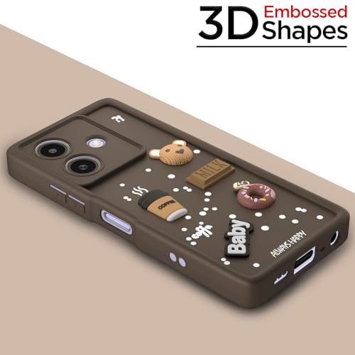 Image of Pikkme Bumper Case for Oppo A3x 5G / A3x 4G / A3 5G | Cute Fun Cartoon 3D Bear Silicone Full Body Protection Back Cover (Brown)