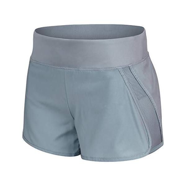 CzDolay Sportswear Shorts Women's Layered Workout Shorts with Pocket Active Shorts for Yoga Running (Gray, Large)