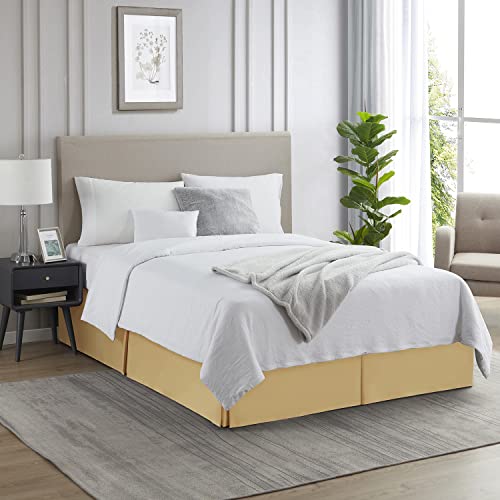 Image of Nestl Gold Full Bed Skirt - Full Size Bed Skirt 14 Inch Drop - Brushed Microfiber Bed Skirts - Hotel Quality Pleated Bed Skirt - Shrinkage & Fade Resistant