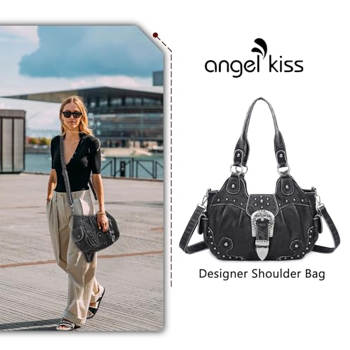 Angel Kiss Hobo Bags For Women Vegan Leather Purses And Handbags Ladies Chic Shoulder Bags Crossbody Purses With Metal Studs thumb #6
