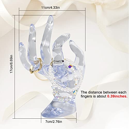 Image of Hand Form Jewelry Display Holder Bracelet Ring Watch Stand Support Holder Stand Bracelet Jewelry Display Stand Holder for Jewelry (transparent)