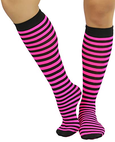 ToBeInStyle Women's Opaque Striped Knee High Warm Nylon Stockings Hosiery