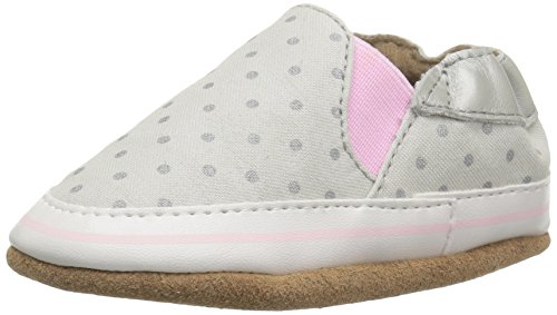 Robeez Baby-Girl's Crib Shoe, Dot Mania Metallic/Grey, 0-6 Months M US Infant