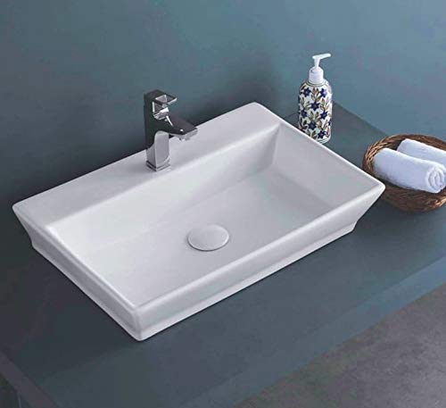 IVOC Latest Ceramic Wash Basin Countertop Tabletop Bathroom Sink Wash Basin ( 24 x 16 x 5 INCH ) THRON 2030