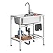 Catering Incluso Rubinetto, Cucina Autoportante in Acciaio Inox Lavabo Singolo Giardino Commerciale Rimovibile per Garage Lavanderia Lavelli Cucina Cucina 54×40×75 cm